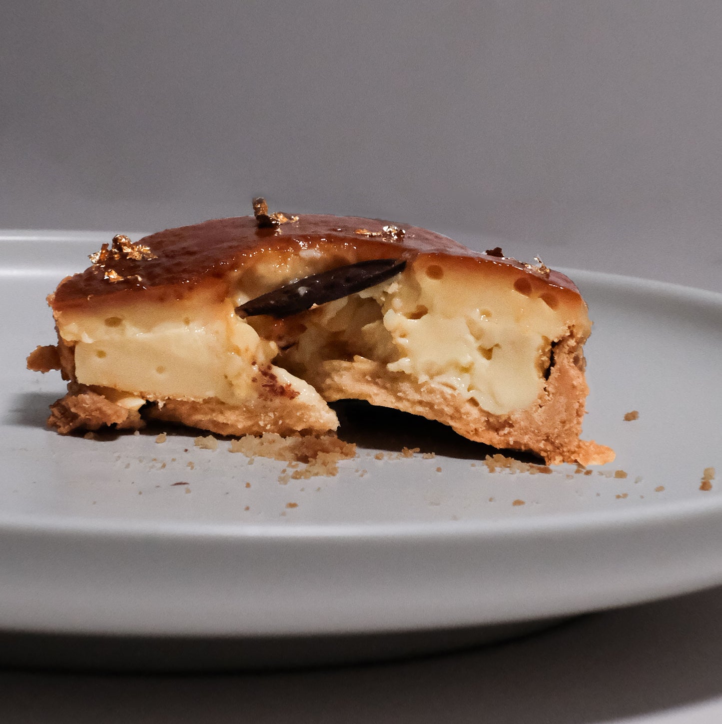 Venezuelan Quesillo Tart with creamy caramel custard filling and a buttery crust, perfect for weddings, parties, and catering in Fort Lauderdale.